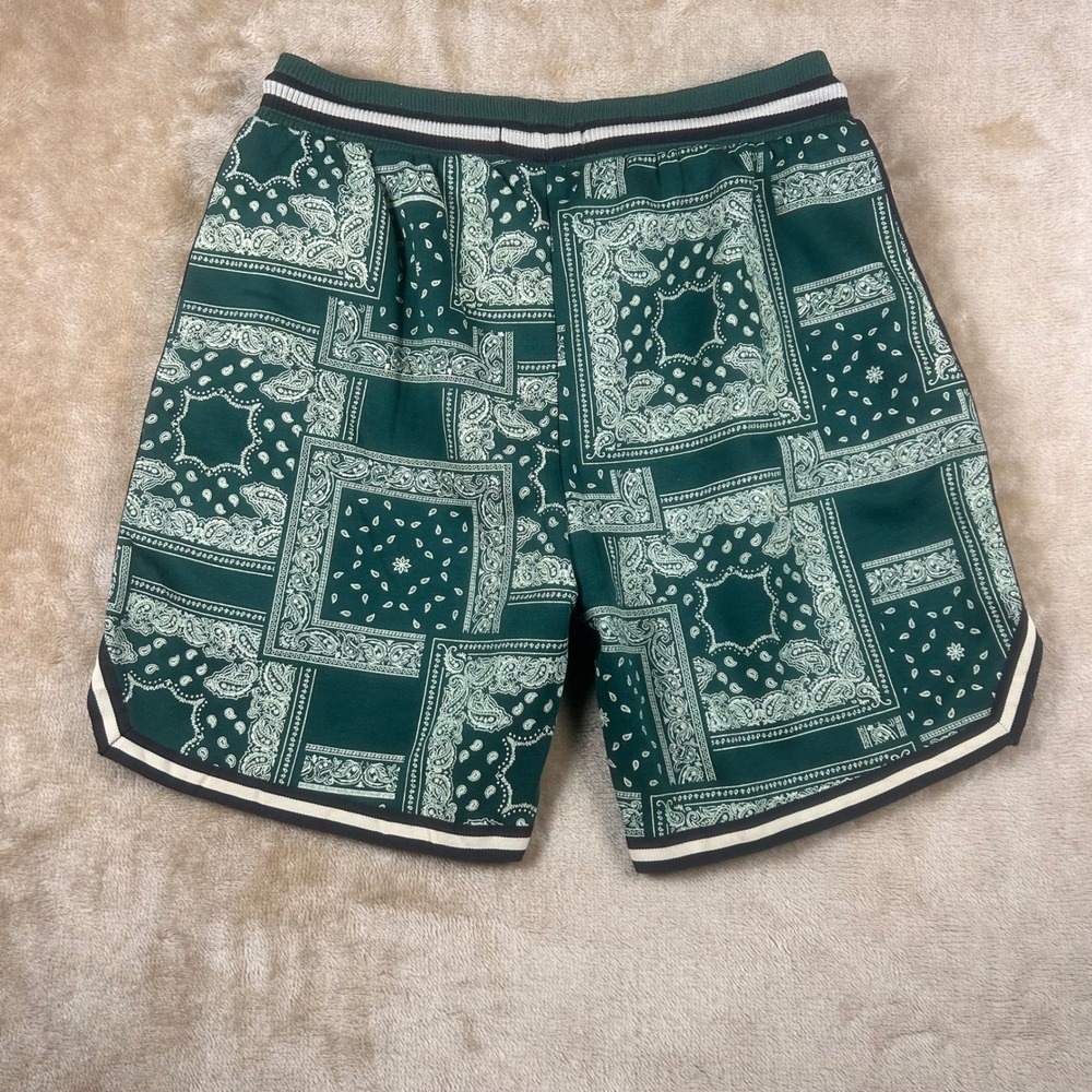 Kangol Mens Bandana Paisley Basketball Shorts Green XL K921475 Zip Pockets‎ - Picture 6 of 7
